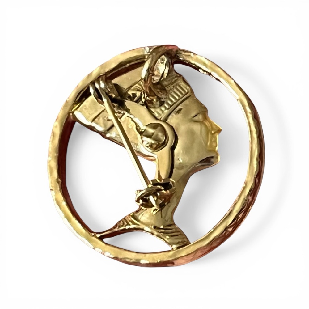 1970s Queen Nefertiti Brooch Pendant Egyptian Revival Pin - Picture 4 of 6